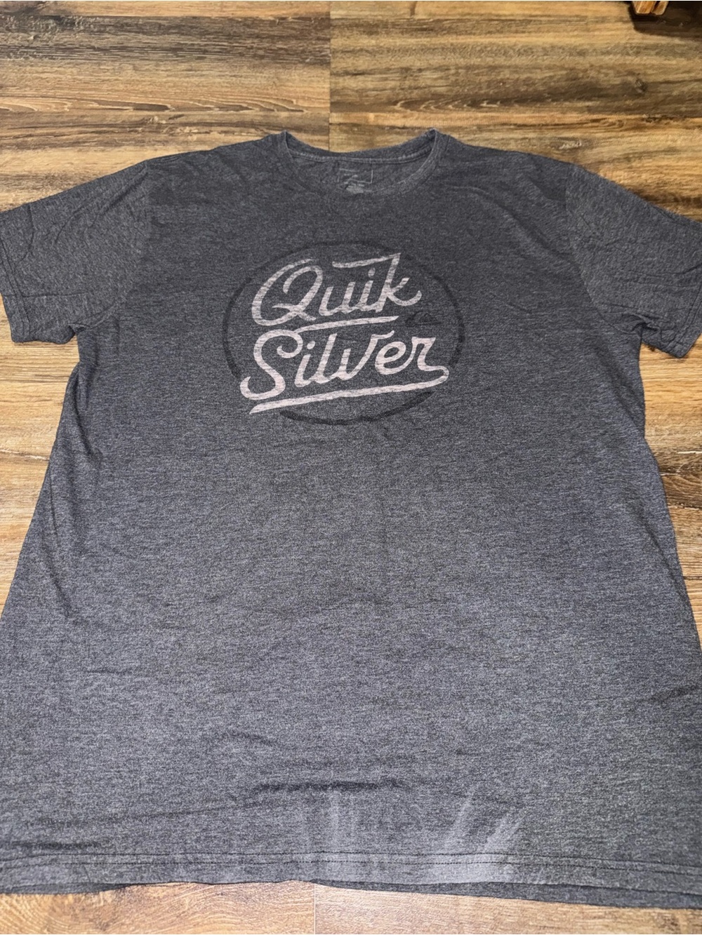 Quiksilver Men's Charcoal Gray Script Logo Tee